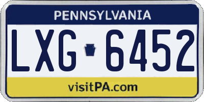 PA license plate LXG6452
