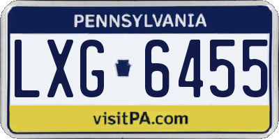 PA license plate LXG6455