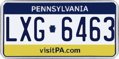 PA license plate LXG6463