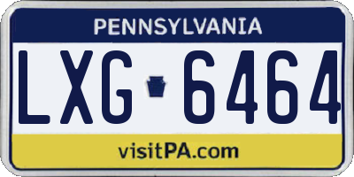 PA license plate LXG6464