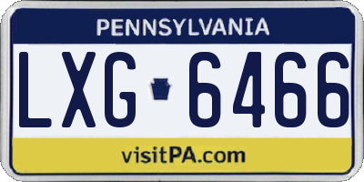 PA license plate LXG6466