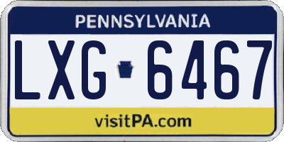 PA license plate LXG6467