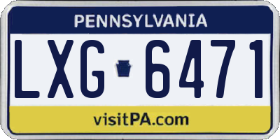 PA license plate LXG6471
