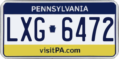 PA license plate LXG6472
