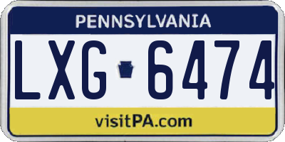 PA license plate LXG6474