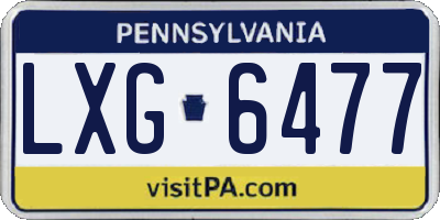 PA license plate LXG6477