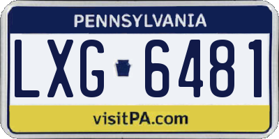 PA license plate LXG6481