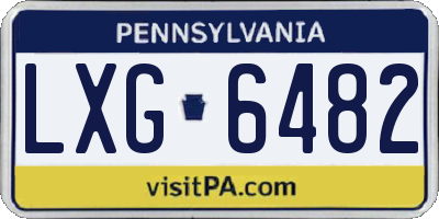 PA license plate LXG6482