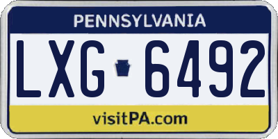PA license plate LXG6492