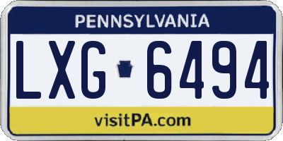 PA license plate LXG6494