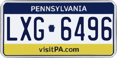 PA license plate LXG6496