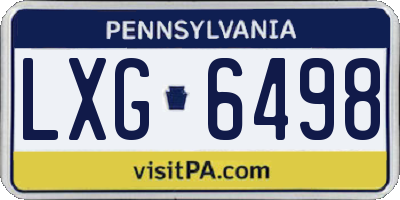 PA license plate LXG6498