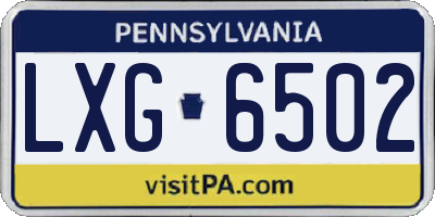 PA license plate LXG6502