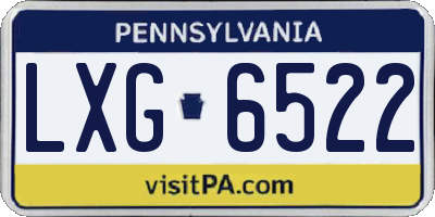 PA license plate LXG6522