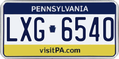 PA license plate LXG6540