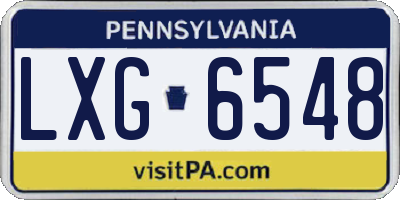 PA license plate LXG6548
