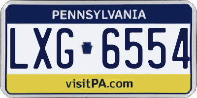 PA license plate LXG6554