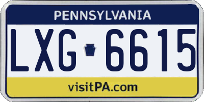 PA license plate LXG6615