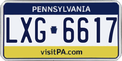 PA license plate LXG6617