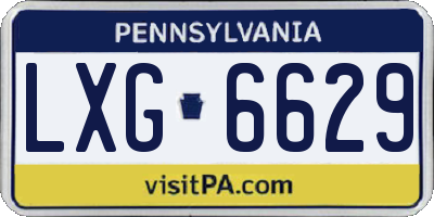 PA license plate LXG6629