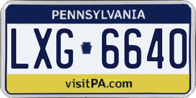 PA license plate LXG6640