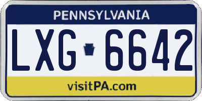 PA license plate LXG6642