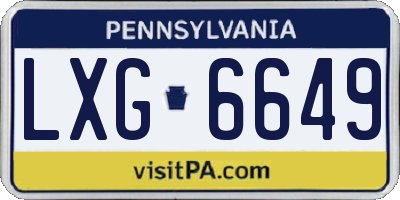 PA license plate LXG6649