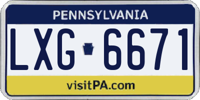 PA license plate LXG6671