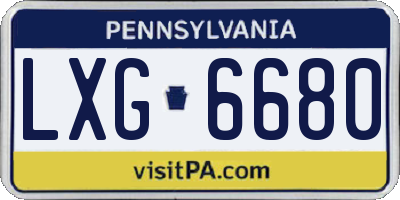 PA license plate LXG6680