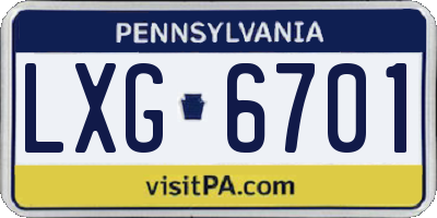 PA license plate LXG6701