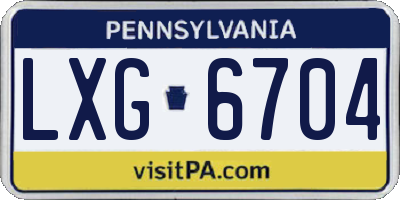 PA license plate LXG6704
