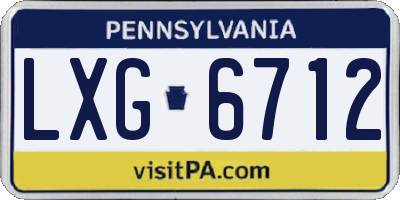 PA license plate LXG6712