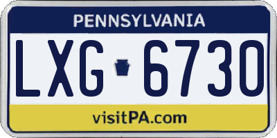 PA license plate LXG6730
