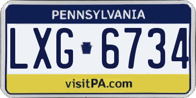 PA license plate LXG6734