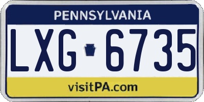 PA license plate LXG6735