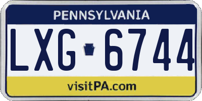 PA license plate LXG6744
