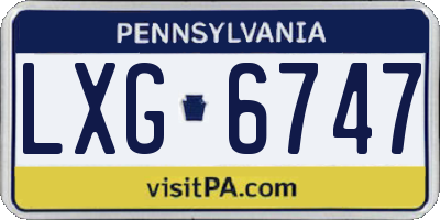 PA license plate LXG6747