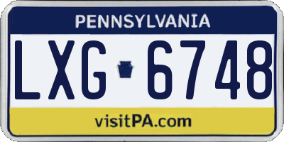 PA license plate LXG6748