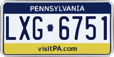 PA license plate LXG6751