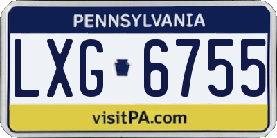 PA license plate LXG6755