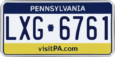PA license plate LXG6761
