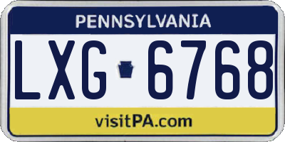 PA license plate LXG6768