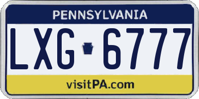 PA license plate LXG6777