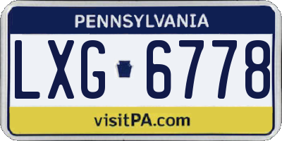 PA license plate LXG6778