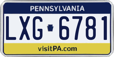PA license plate LXG6781