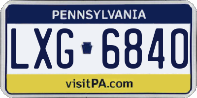 PA license plate LXG6840