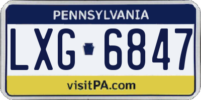 PA license plate LXG6847