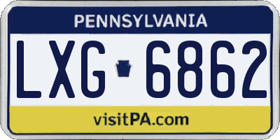 PA license plate LXG6862