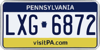 PA license plate LXG6872
