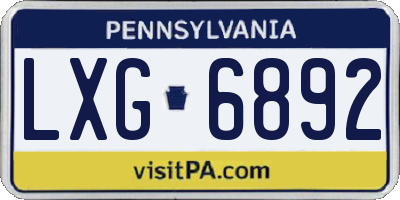 PA license plate LXG6892